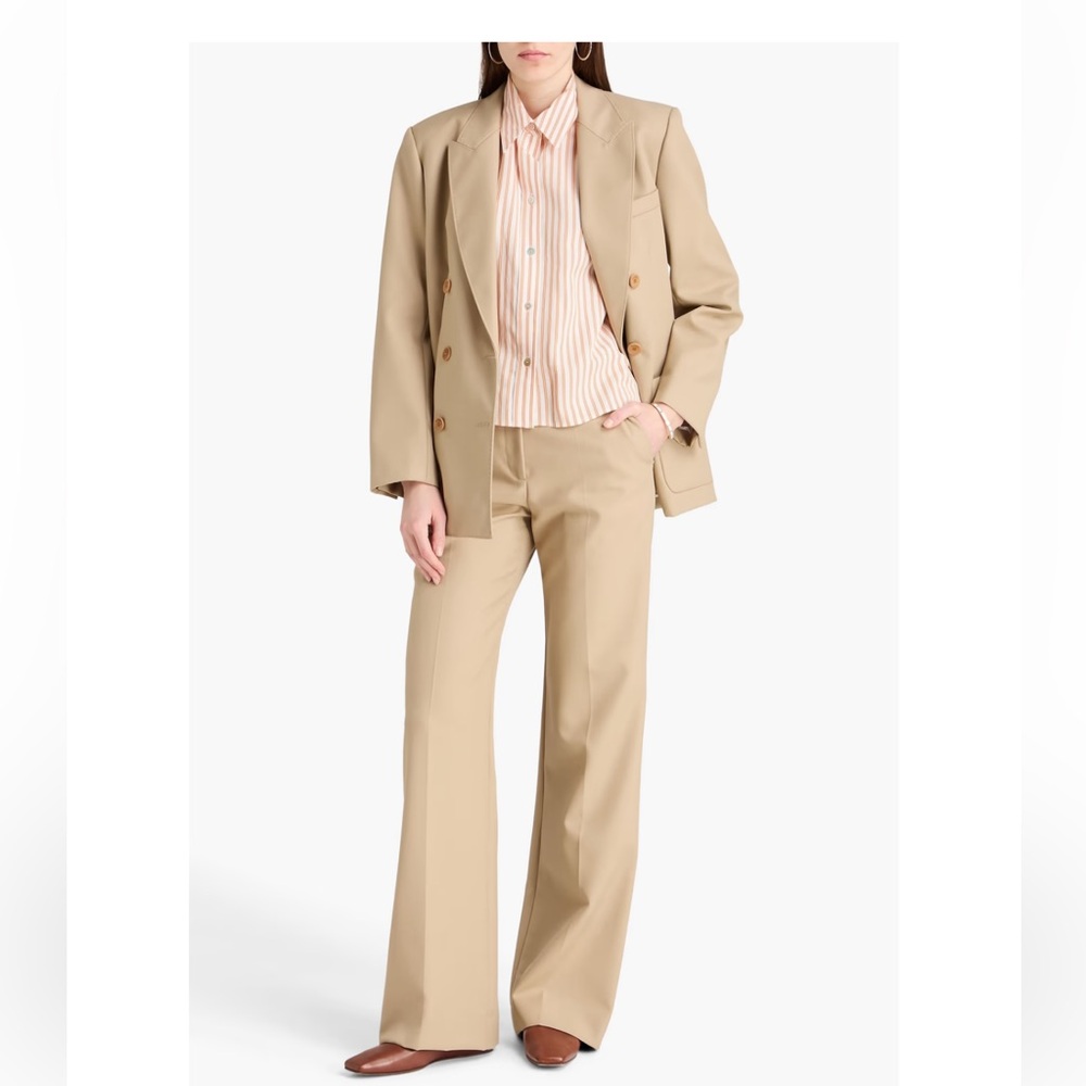 Sandro NWT High-Waist Wide-Leg Women's Trousers in Beige